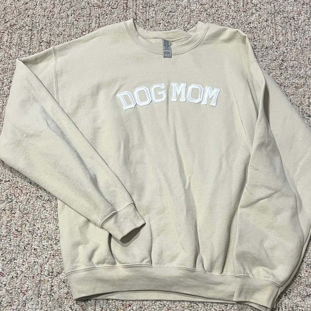Dog Mom Beige Sweatshirt